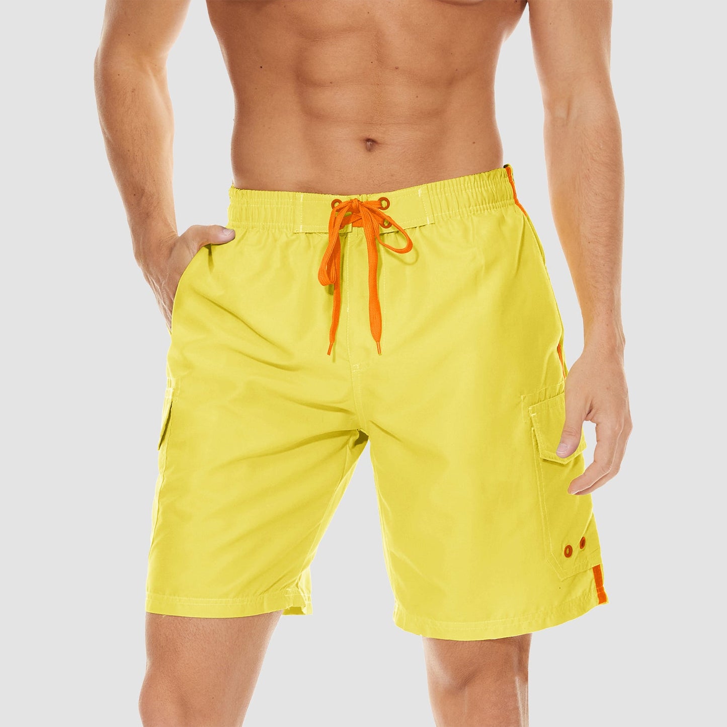 Men's quick dry swim trunks navy blue relaxed fit with breathable mesh liner and 4 secure pockets