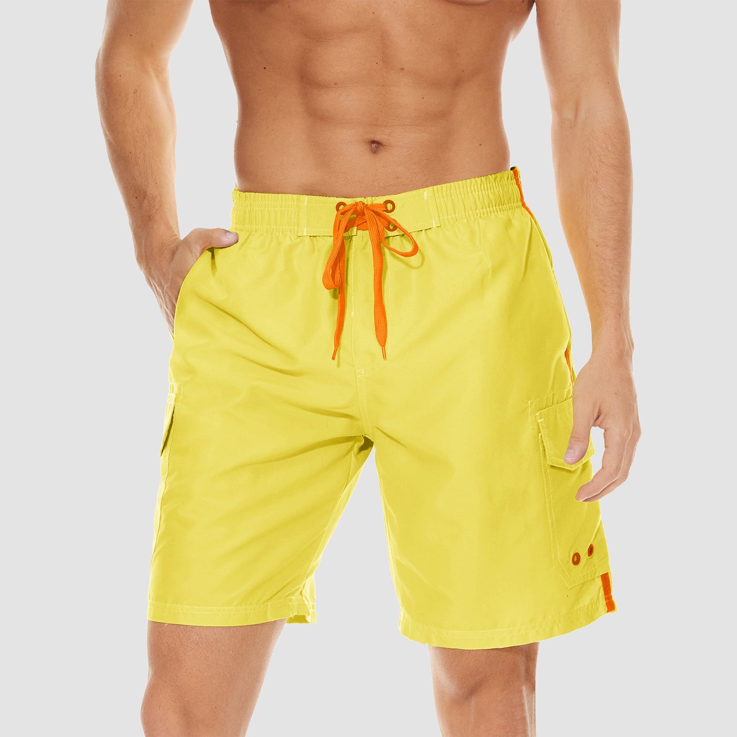 Men's quick dry swim trunks navy blue relaxed fit with breathable mesh liner and 4 secure pockets