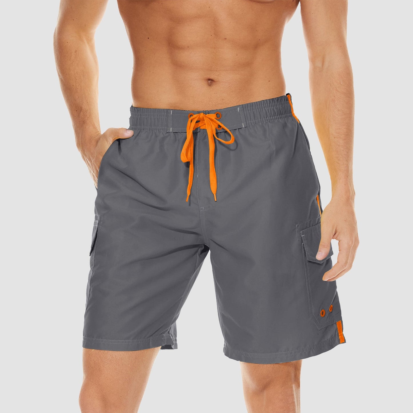 Men's quick dry swim trunks with breathable mesh liner, 4 pockets, lightweight polyester beach shorts