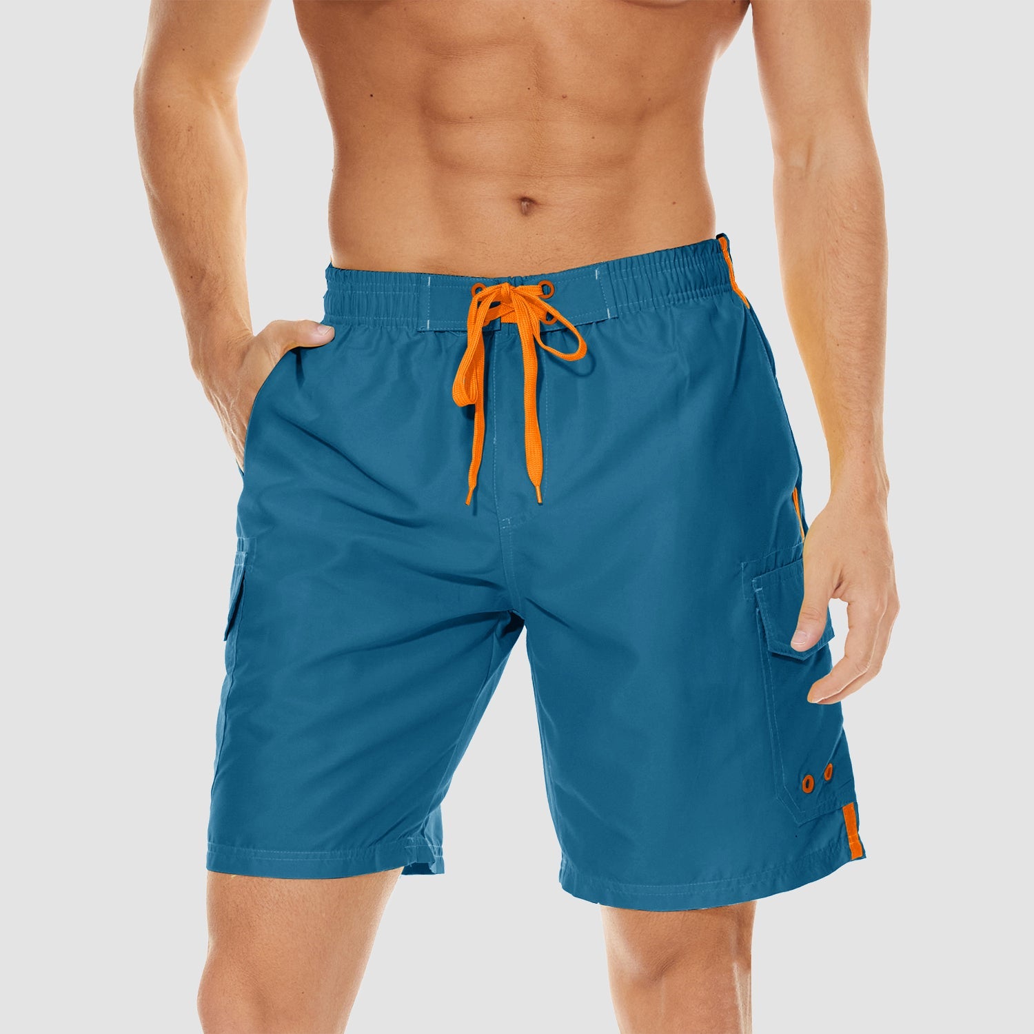 Men's quick-dry swim trunks with breathable mesh liner, 4 pockets, ideal for beach and surf