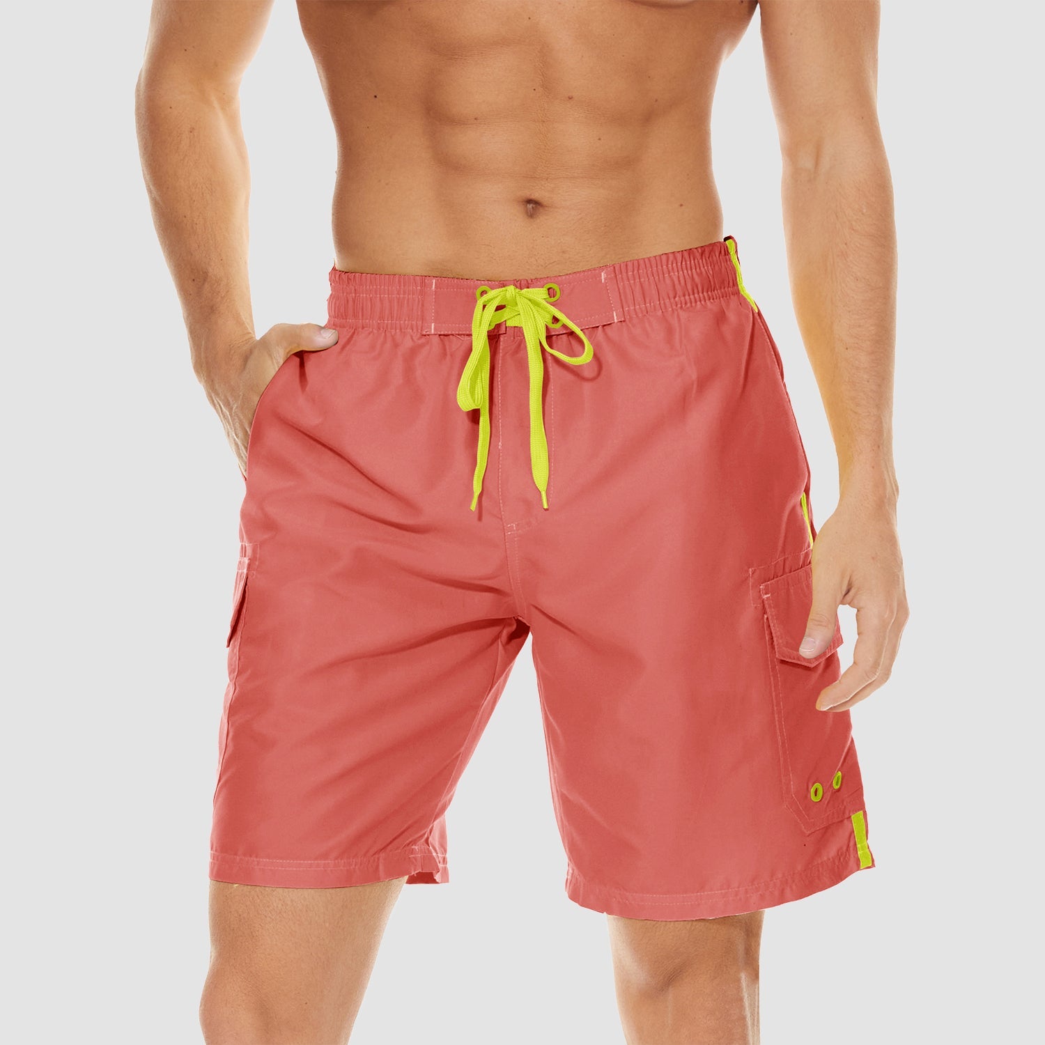 Men's quick-dry swim trunks with breathable mesh liner, 4 pockets, lightweight polyester beach shorts
