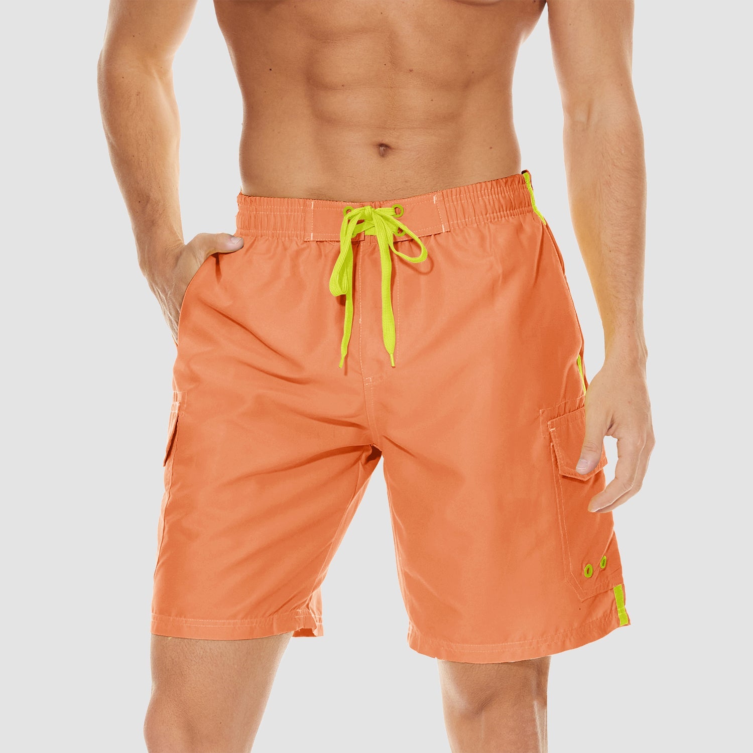 Men's quick-dry swim trunks with breathable mesh liner, 4 pockets, lightweight polyester beach shorts