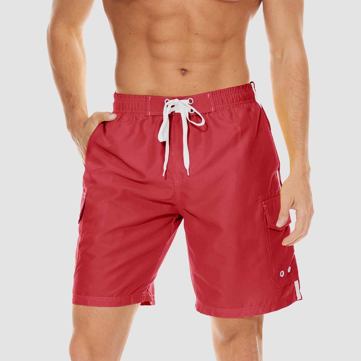 Men's quick-dry swim trunks with breathable mesh liner, 4 pockets, sun protection, lightweight polyester