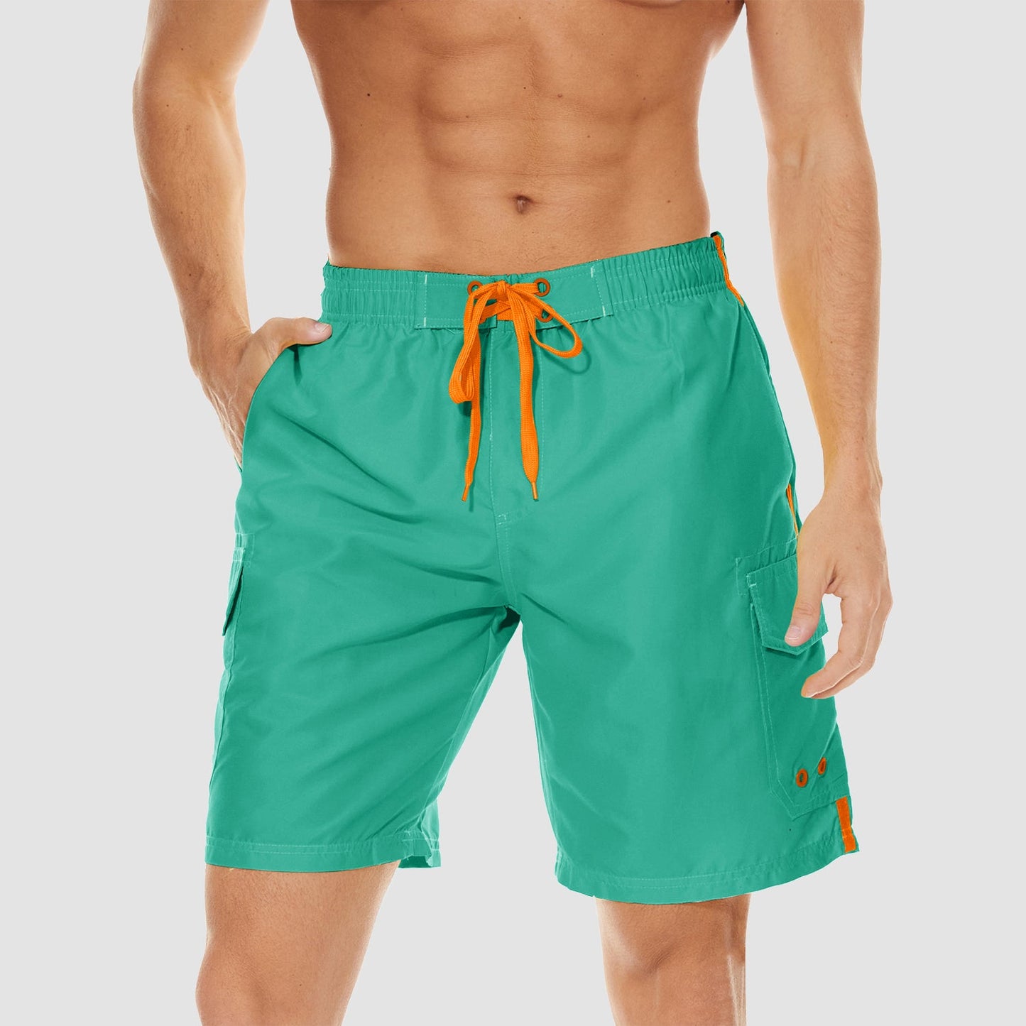 Men's quick dry swim trunks lightweight breathable mesh liner 4 pockets sun protection beach shorts