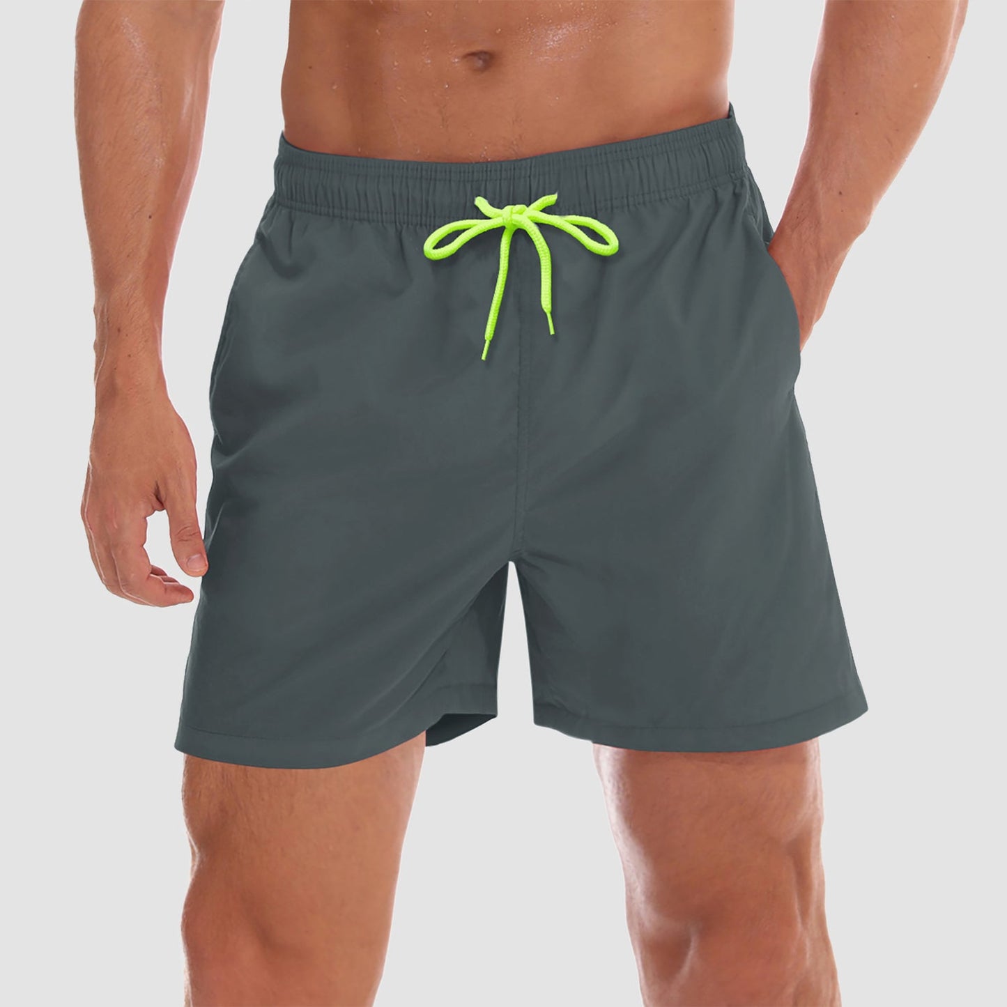 Men's quick-dry swim trunks lightweight nylon shorts mesh lining multiple pockets beach boardwalk