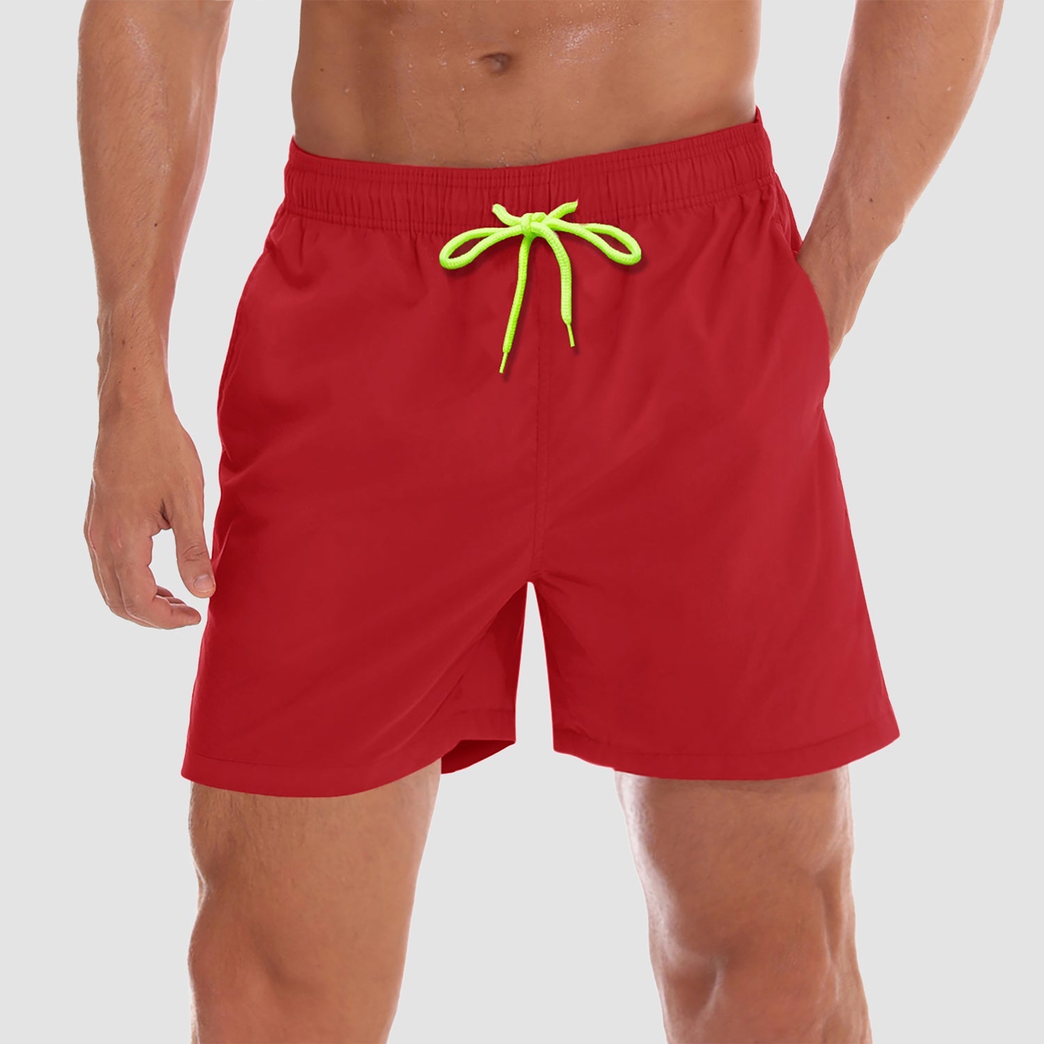 Men's quick-dry swim trunks lightweight nylon shorts mesh lining multiple pockets beach boardwalk