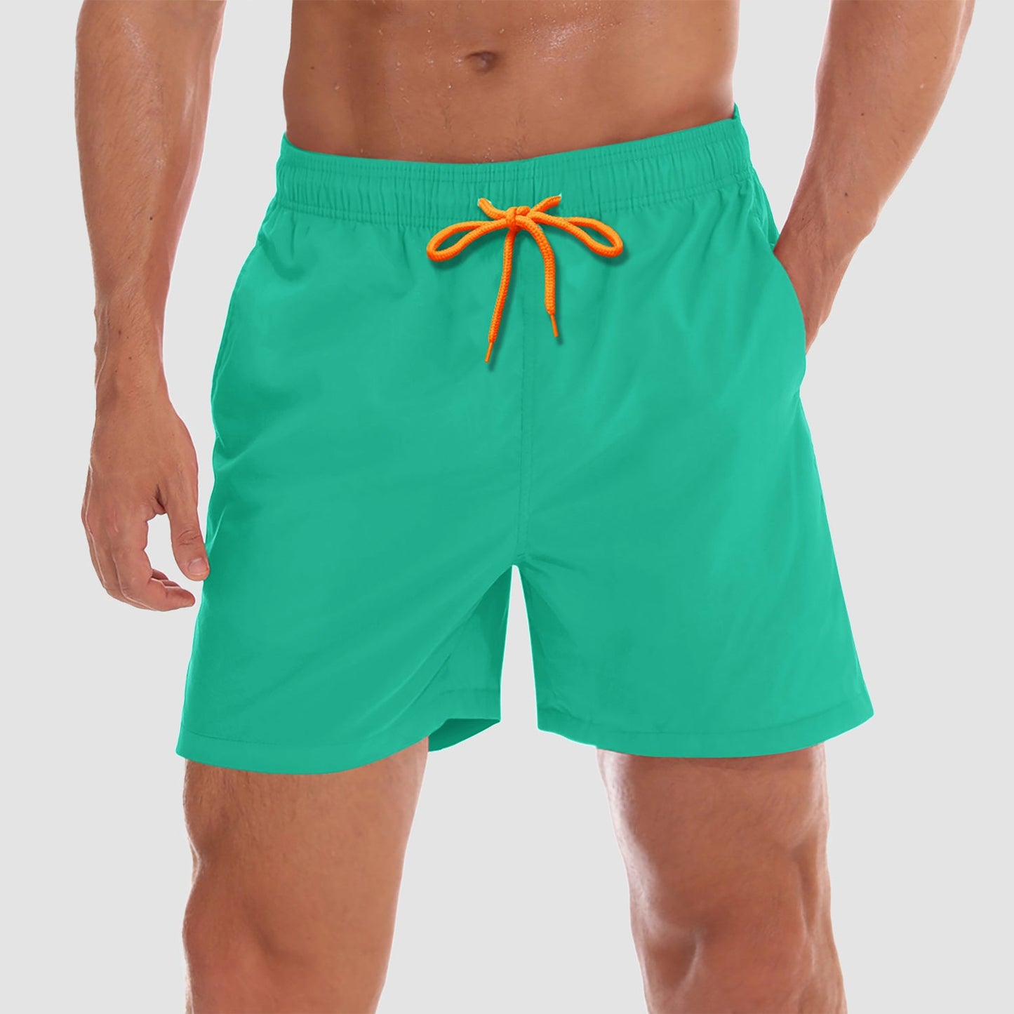 Men's quick-dry swim trunks lightweight nylon shorts mesh lining multiple pockets beach boardwalk