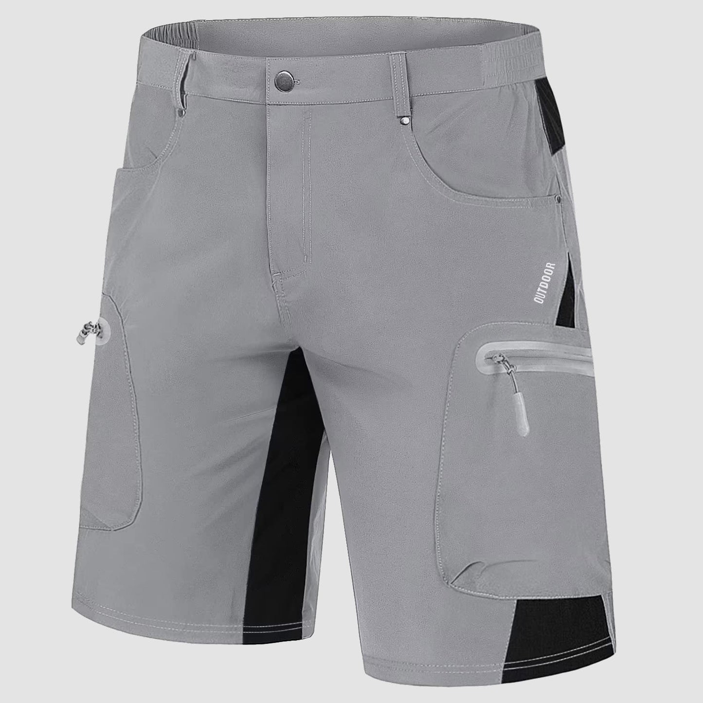 Men's khaki ripstop cargo shorts lightweight quick-dry nylon-spandex blend with five-pocket design