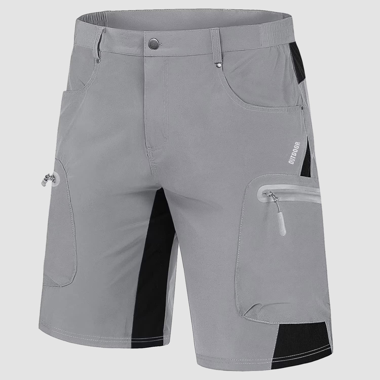 Men's khaki ripstop cargo shorts lightweight quick-dry nylon-spandex blend with five-pocket design