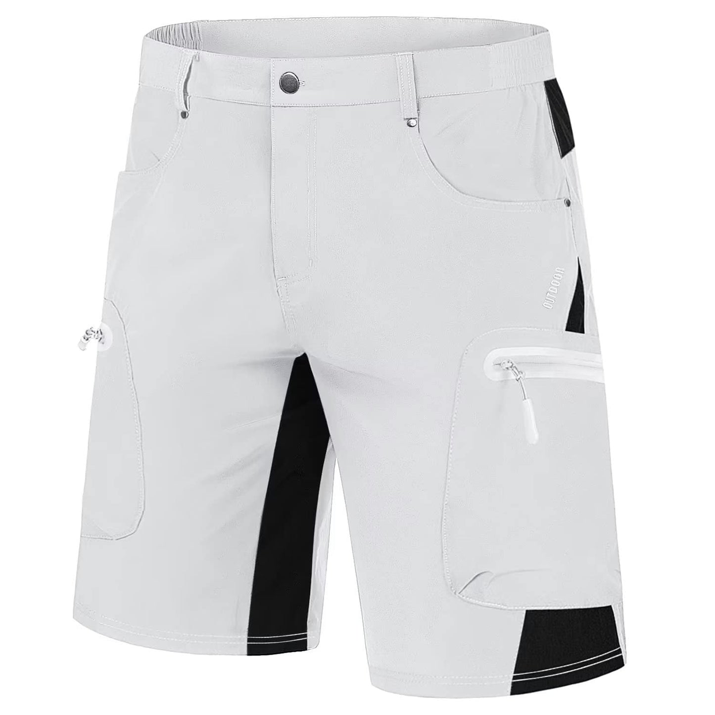 Men's khaki ripstop cargo shorts lightweight quick-dry nylon-spandex blend with five-pocket design