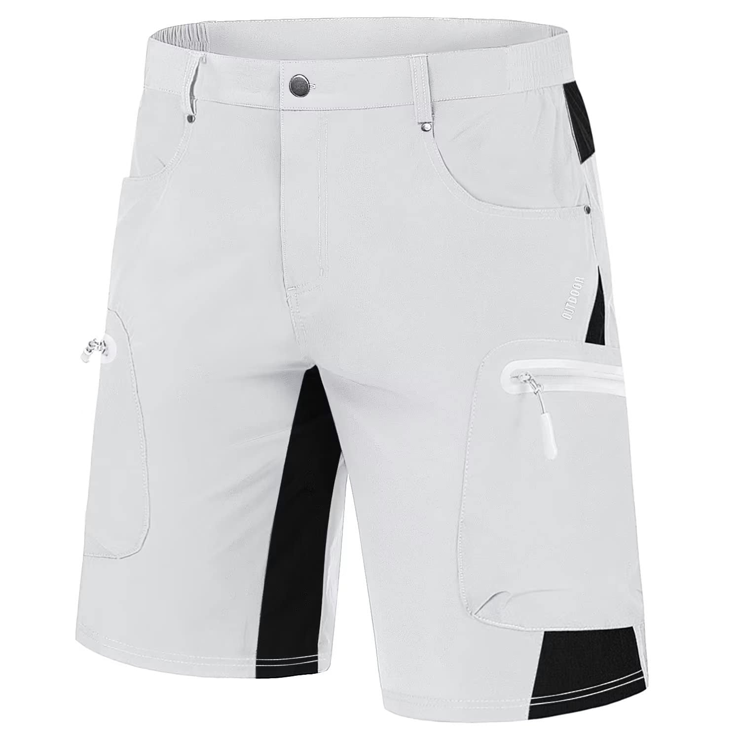 Men's khaki ripstop cargo shorts lightweight quick-dry nylon-spandex blend with five-pocket design