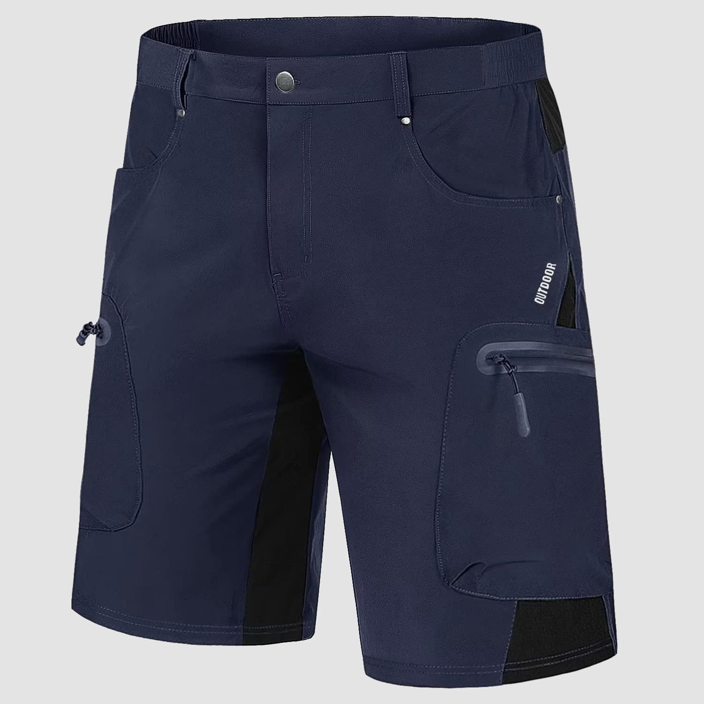 Men's khaki ripstop cargo shorts lightweight quick-dry nylon-spandex blend with five-pocket design