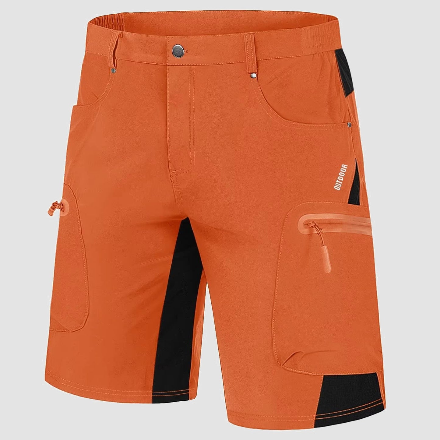 Men's khaki ripstop cargo shorts lightweight quick-dry nylon-spandex blend with five-pocket design