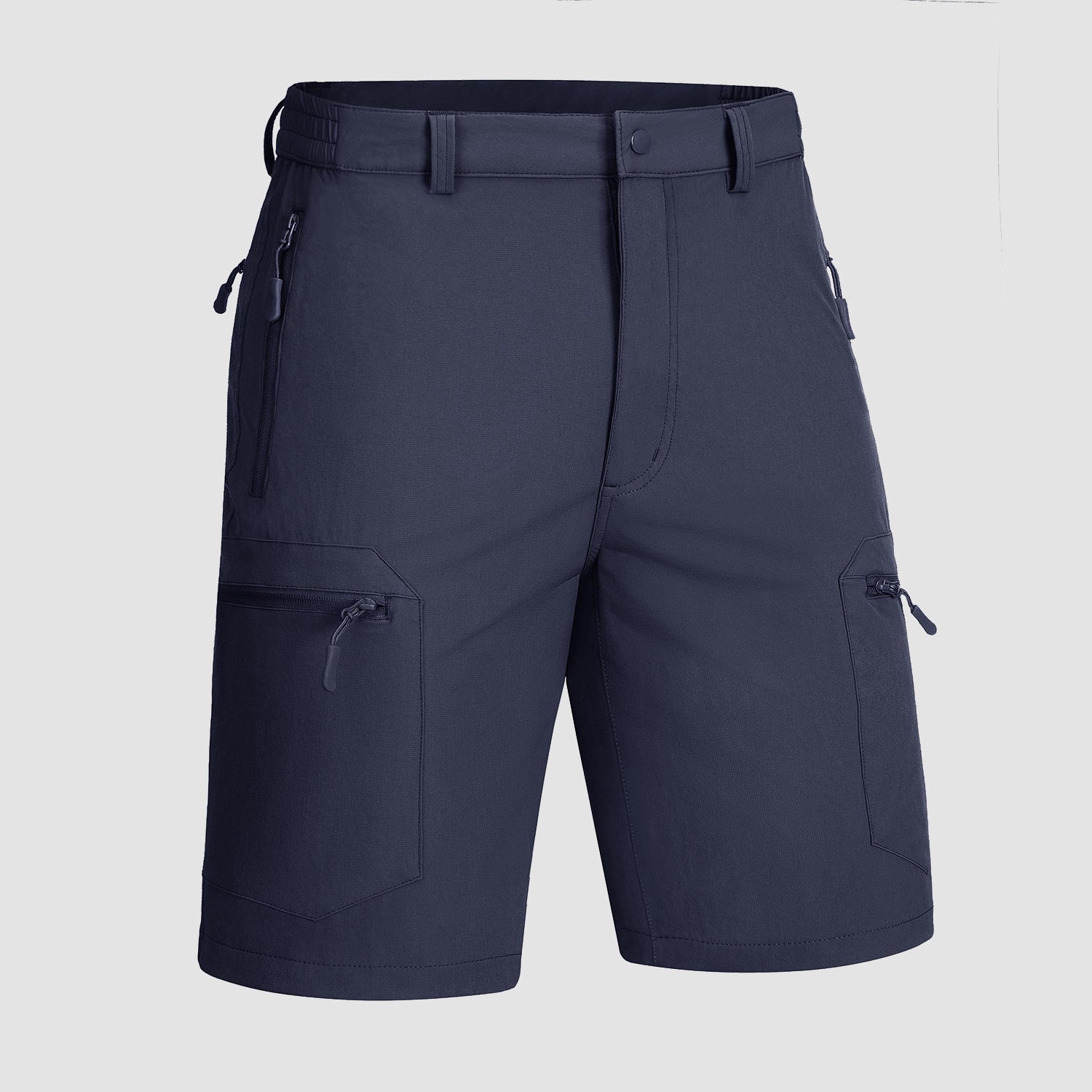 Men's water-resistant ripstop sports shorts with 5 zipper pockets, quick-dry nylon-spandex blend