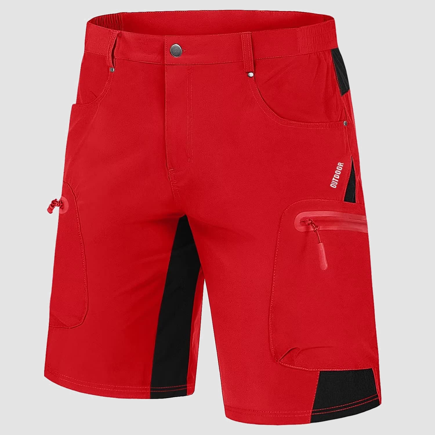 Men's khaki ripstop cargo shorts lightweight quick-dry nylon-spandex blend with five-pocket design