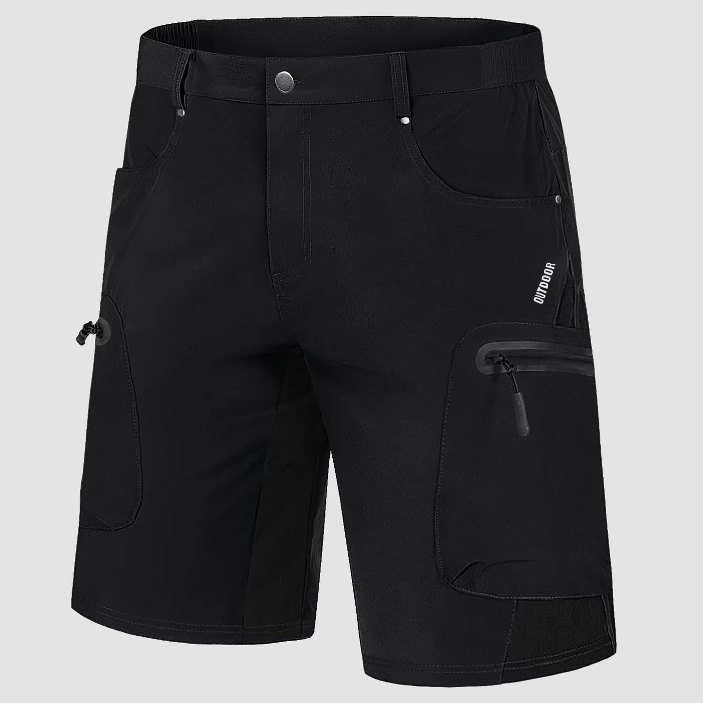 Men's khaki ripstop cargo shorts lightweight quick-dry nylon-spandex blend with five-pocket design