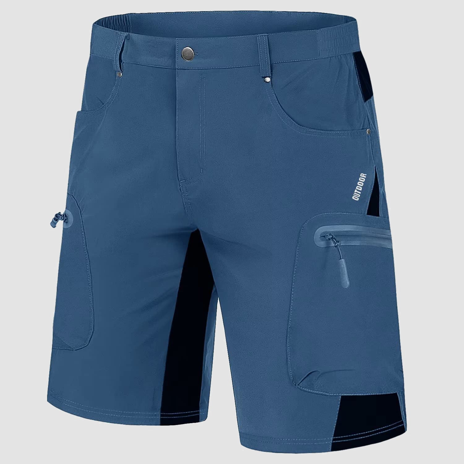 Men's khaki ripstop cargo shorts lightweight quick-dry nylon stretch five-pocket outdoor active fit