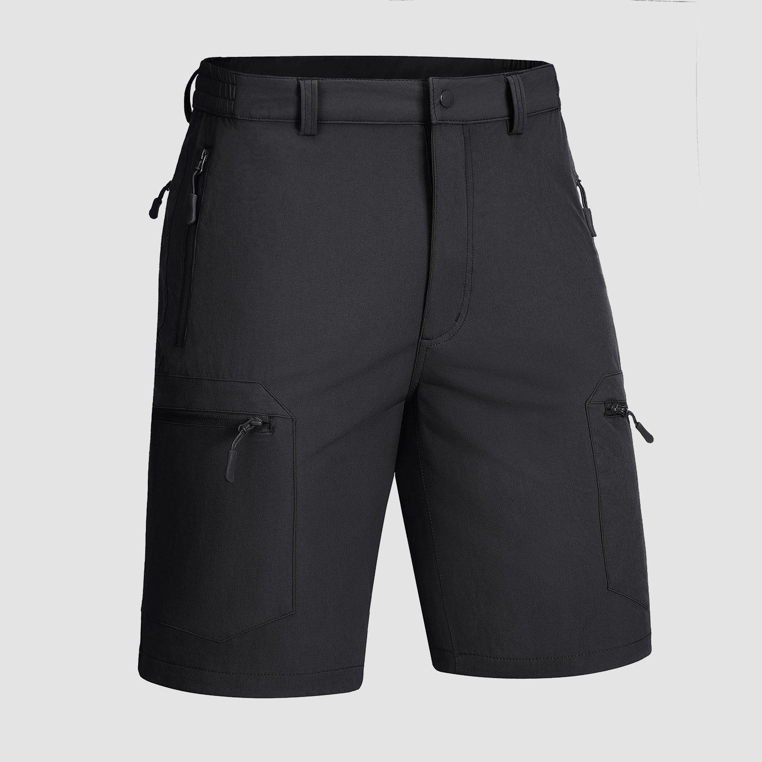 Men's water-resistant ripstop sports shorts with 5 zipper pockets, quick-dry nylon, outdoor hiking