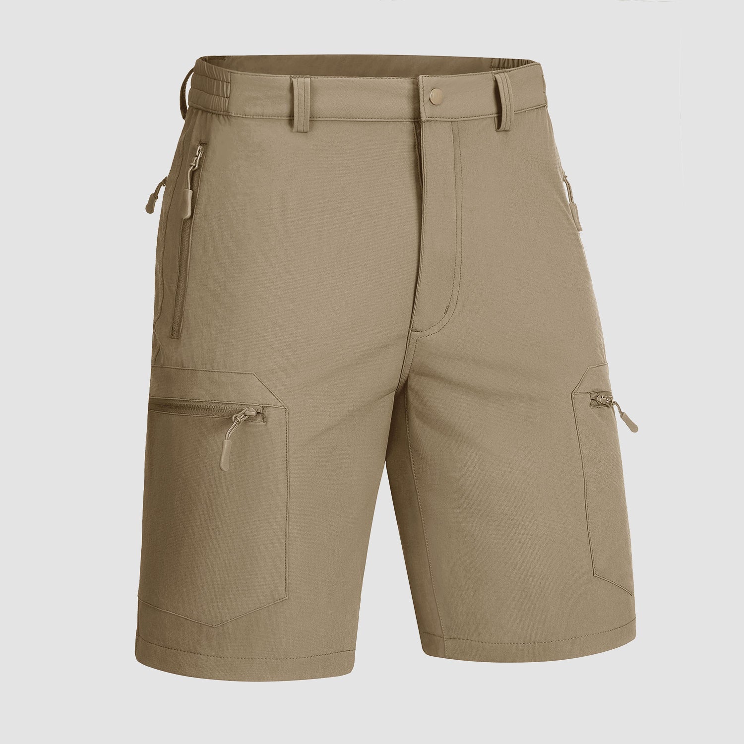Men's ripstop sports shorts water-resistant quick-dry outdoor athletic fit with 5 zipper pockets