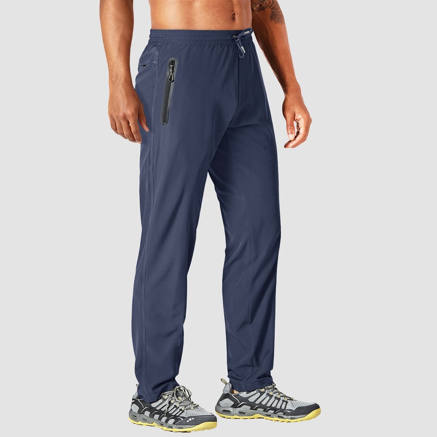 Men's lightweight quick-dry track pants with zipper pockets, breathable moisture-wicking stretch fabric