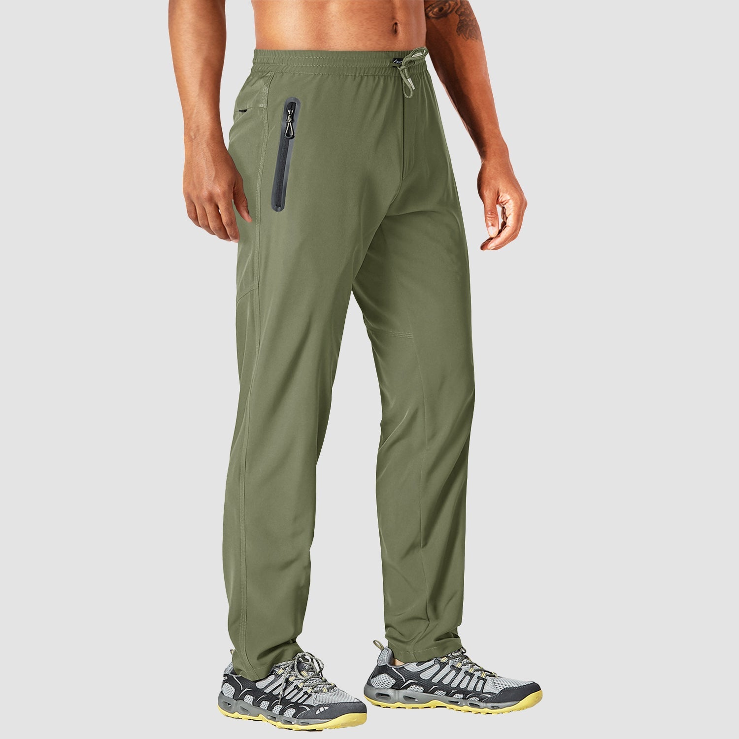 Men's lightweight quick-dry track pants with zipper pockets, breathable moisture-wicking athletic fit