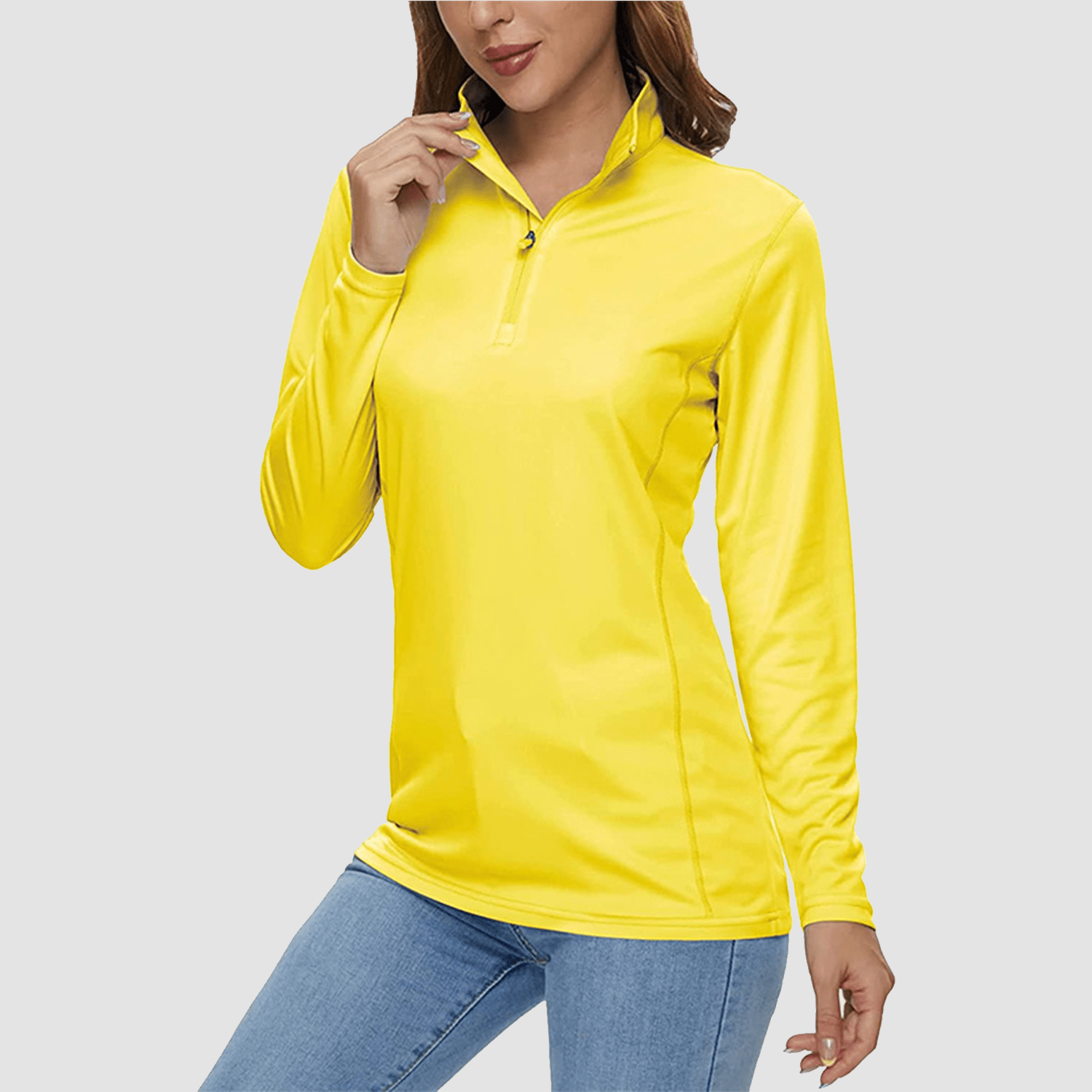 Women's quick-dry half zip shirt UPF 50+ lightweight breathable performance top for running hiking