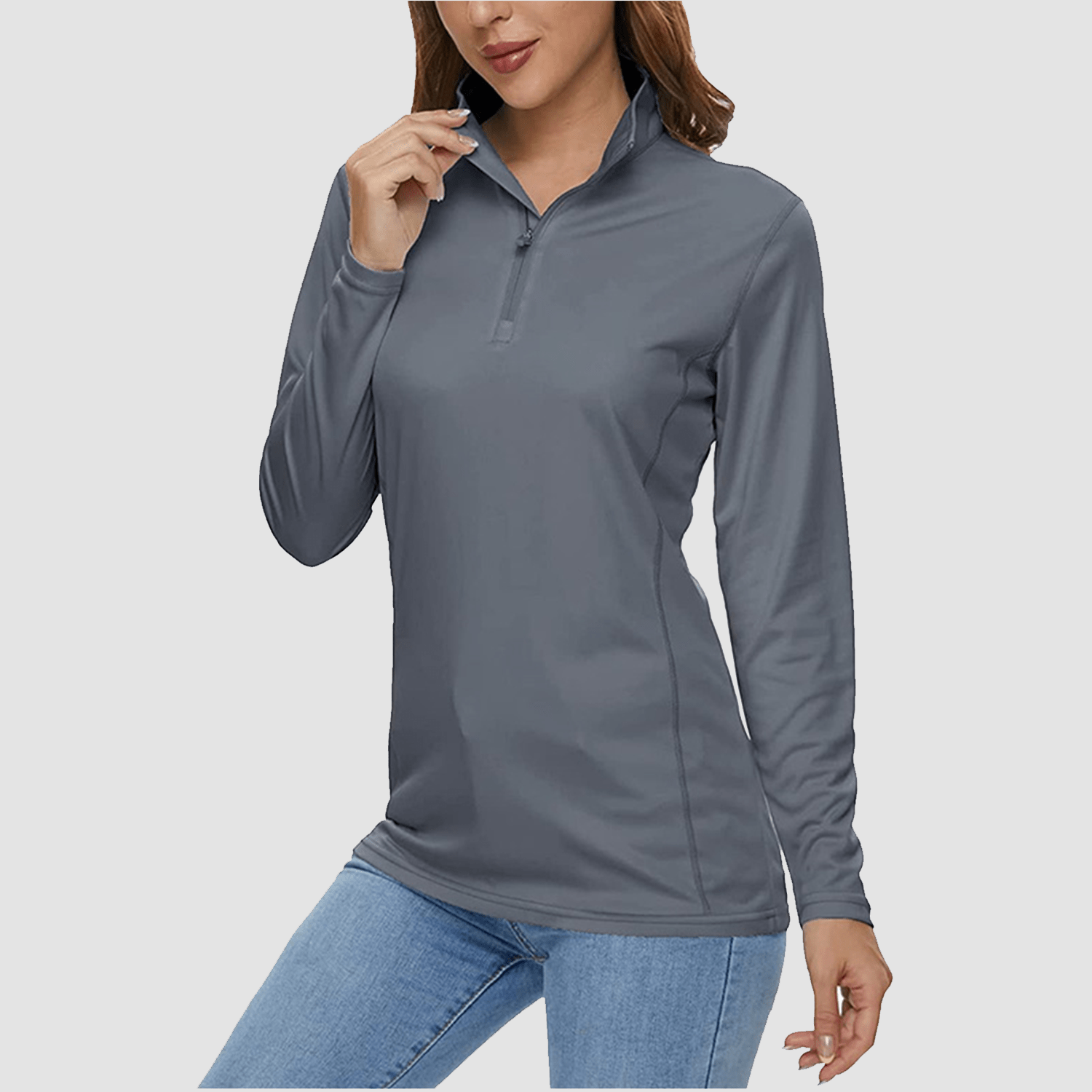 Women's UPF 50+ half zip performance shirt lightweight quick-dry breathable fabric for running hiking
