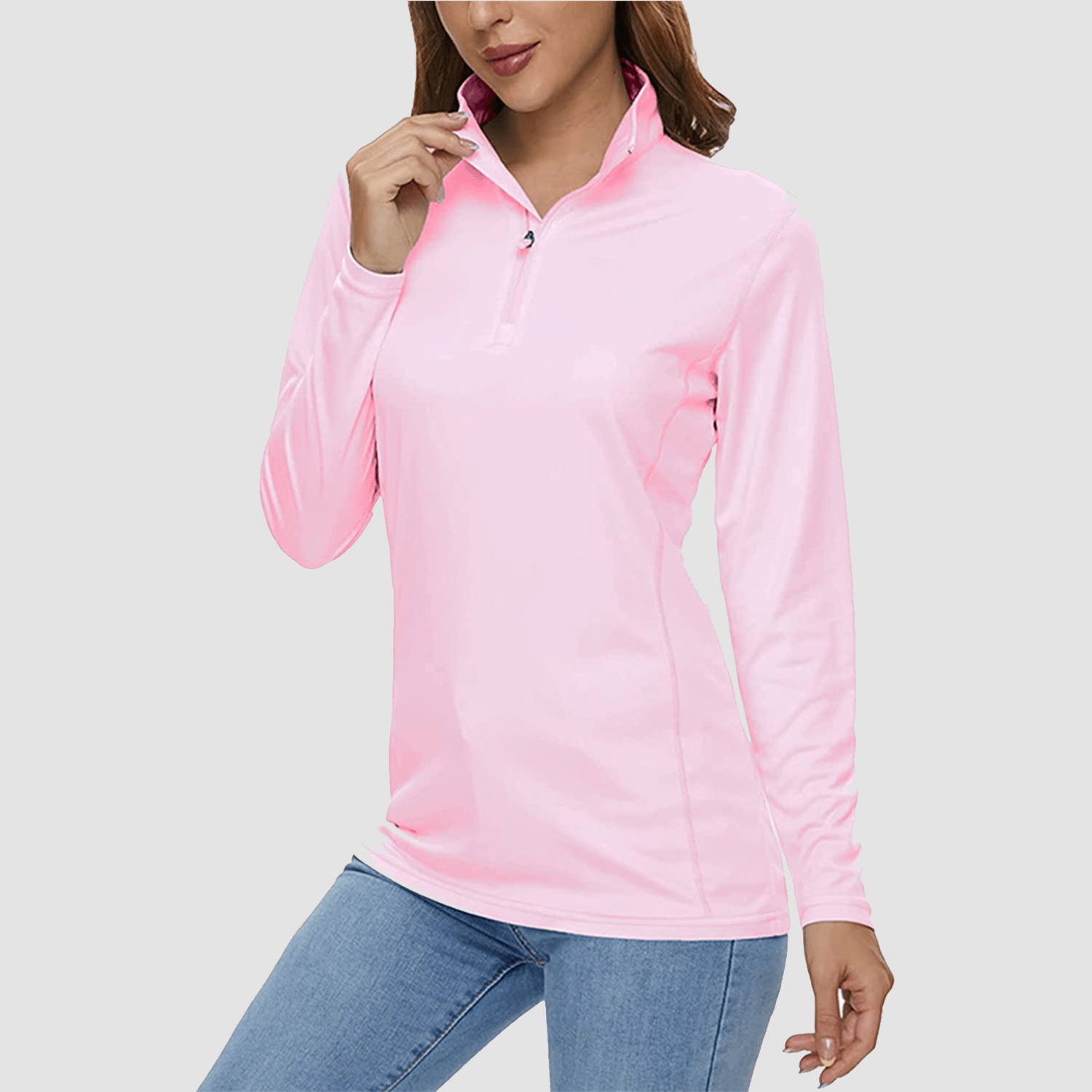 Women's UPF 50 half zip performance shirt lightweight breathable quick dry for running hiking