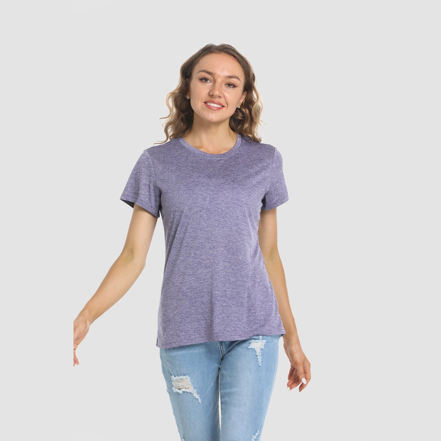 Women's lightweight quick-dry running t-shirt, breathable moisture-wicking short sleeve activewear top