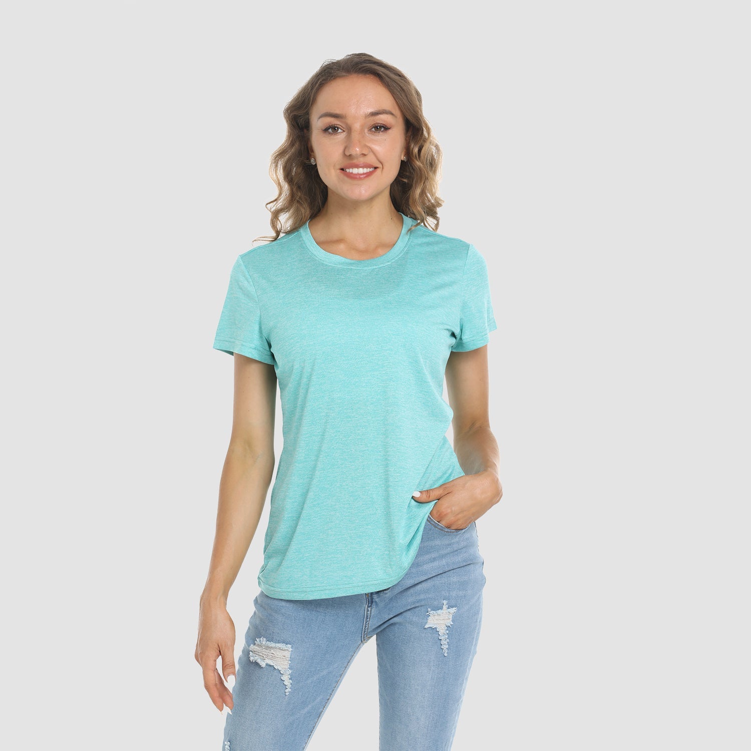 Women's lightweight quick-dry running t-shirt, breathable moisture-wicking short sleeve workout top