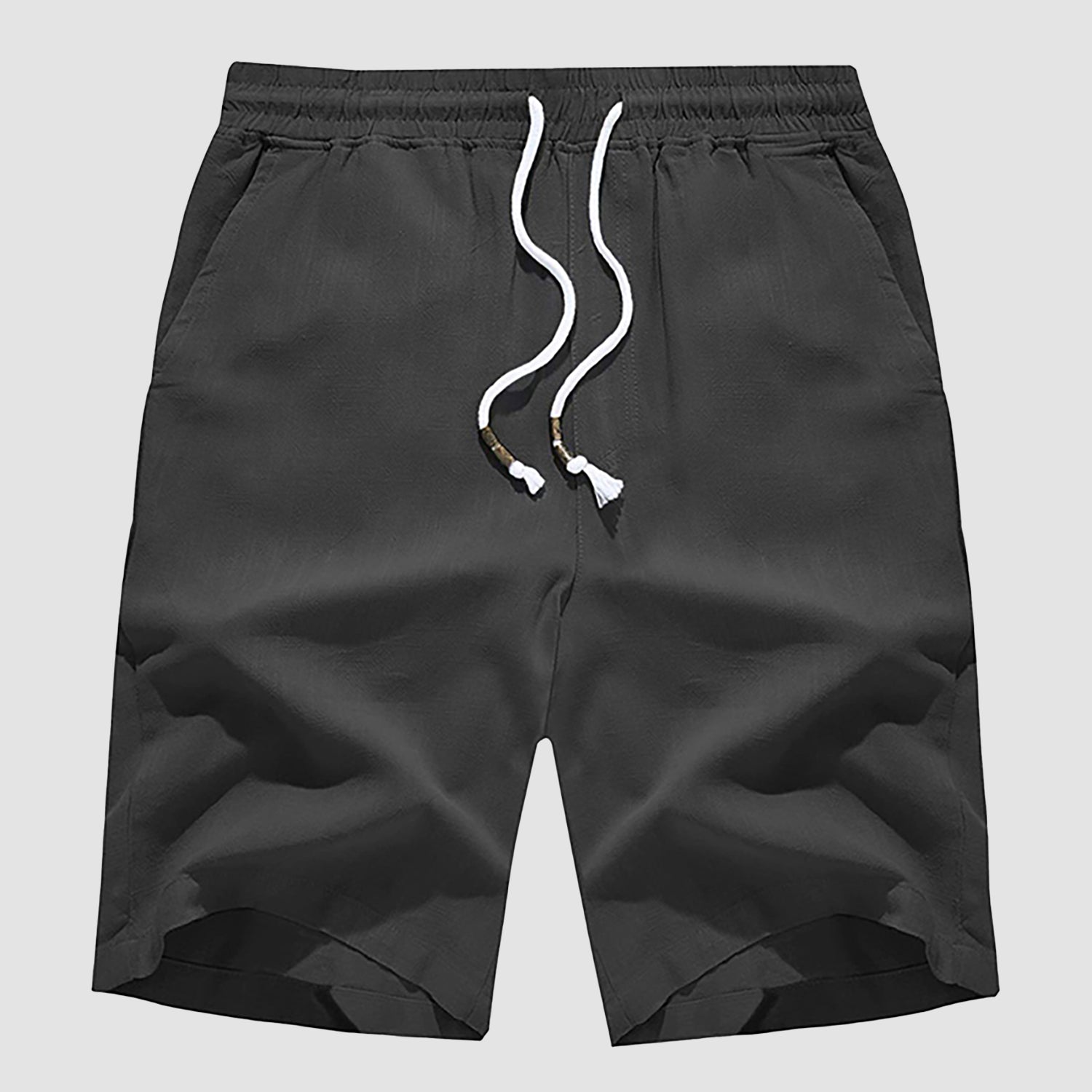 Men's linen cotton shorts elastic drawstring waist lightweight breathable beach golf casual summer fit
