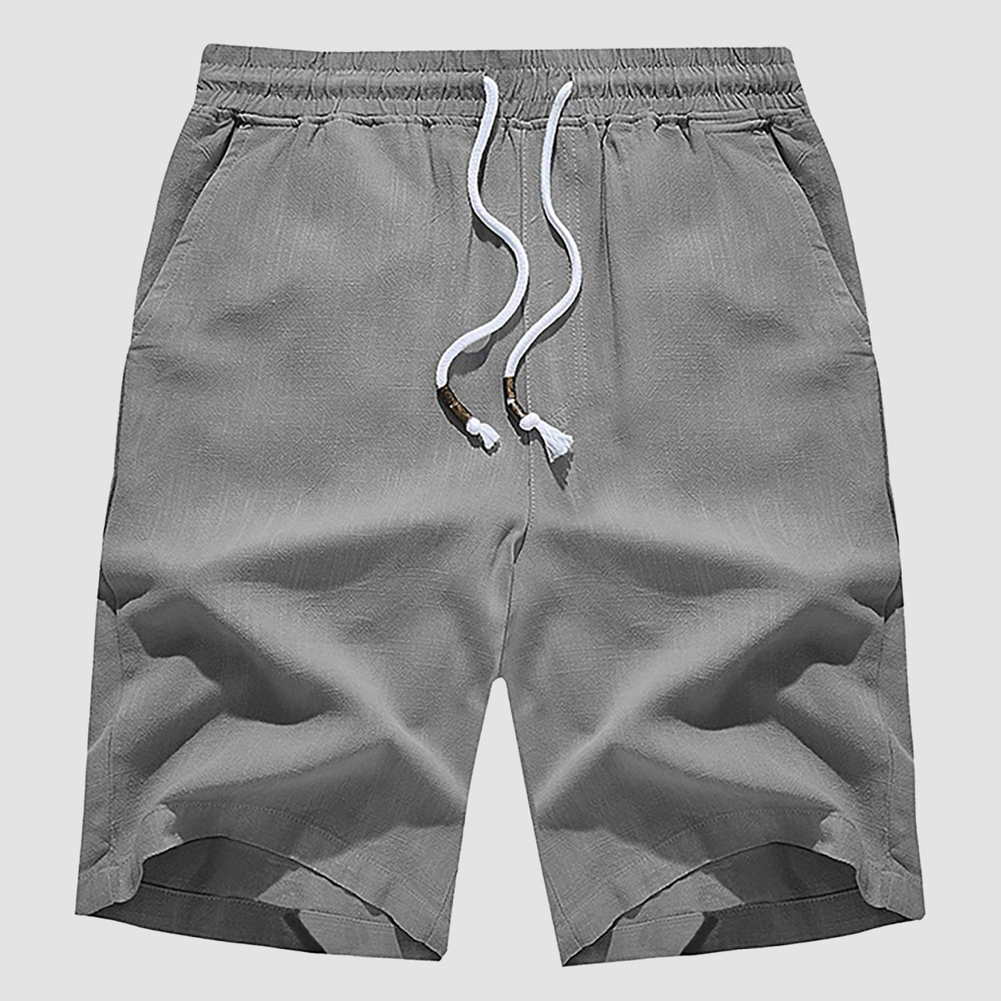 Men's linen cotton shorts elastic drawstring waist lightweight breathable beach golf casual summer fit