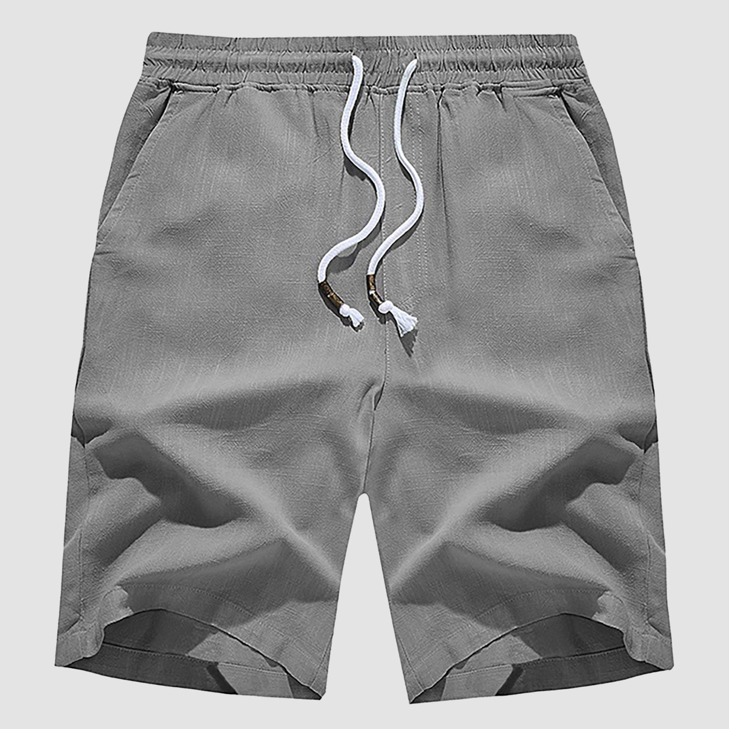 Men's linen cotton shorts elastic drawstring waist lightweight breathable beach golf casual summer fit