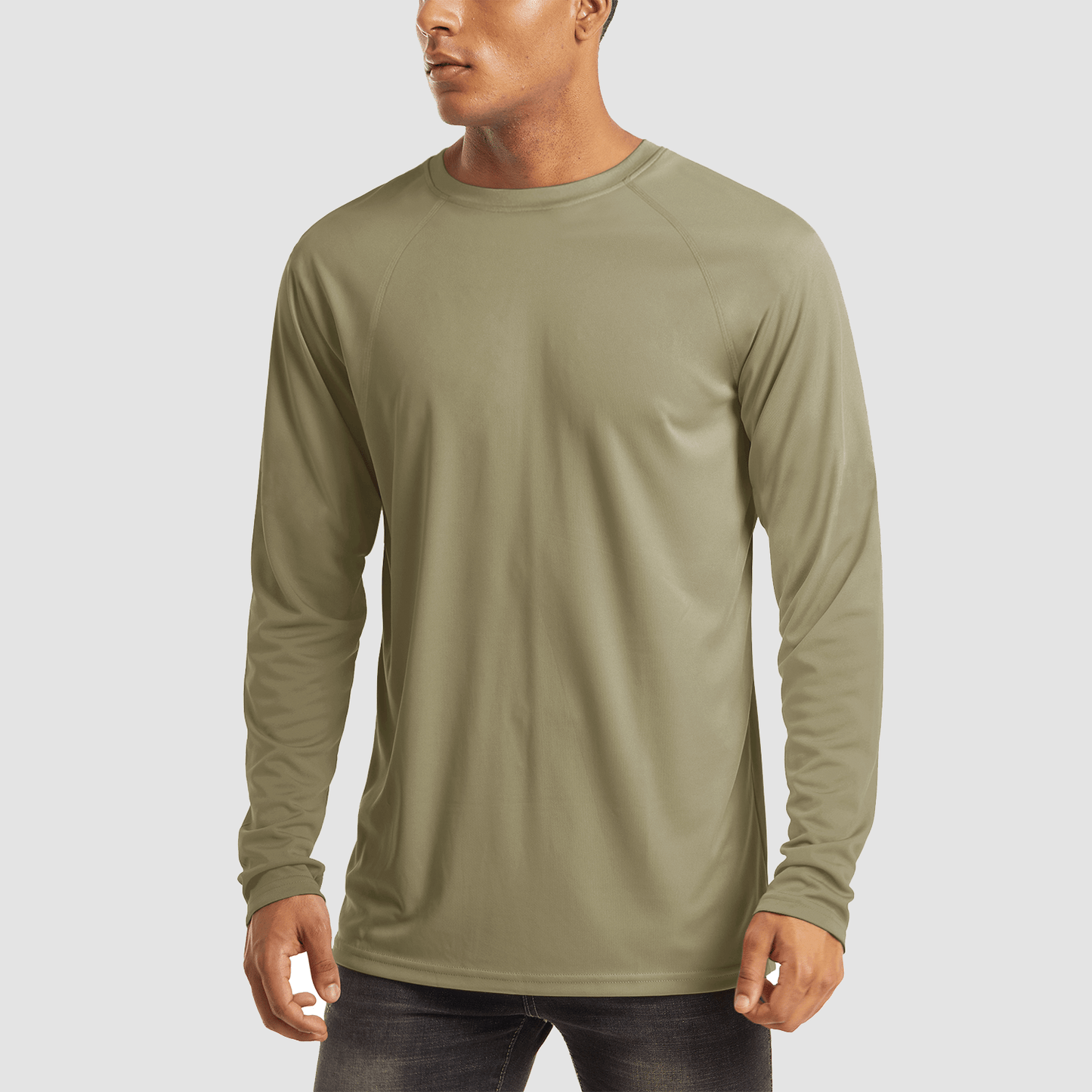 Men's UPF 50+ quick-dry hiking shirt in lightweight polyester with flatlock seams for sun protection