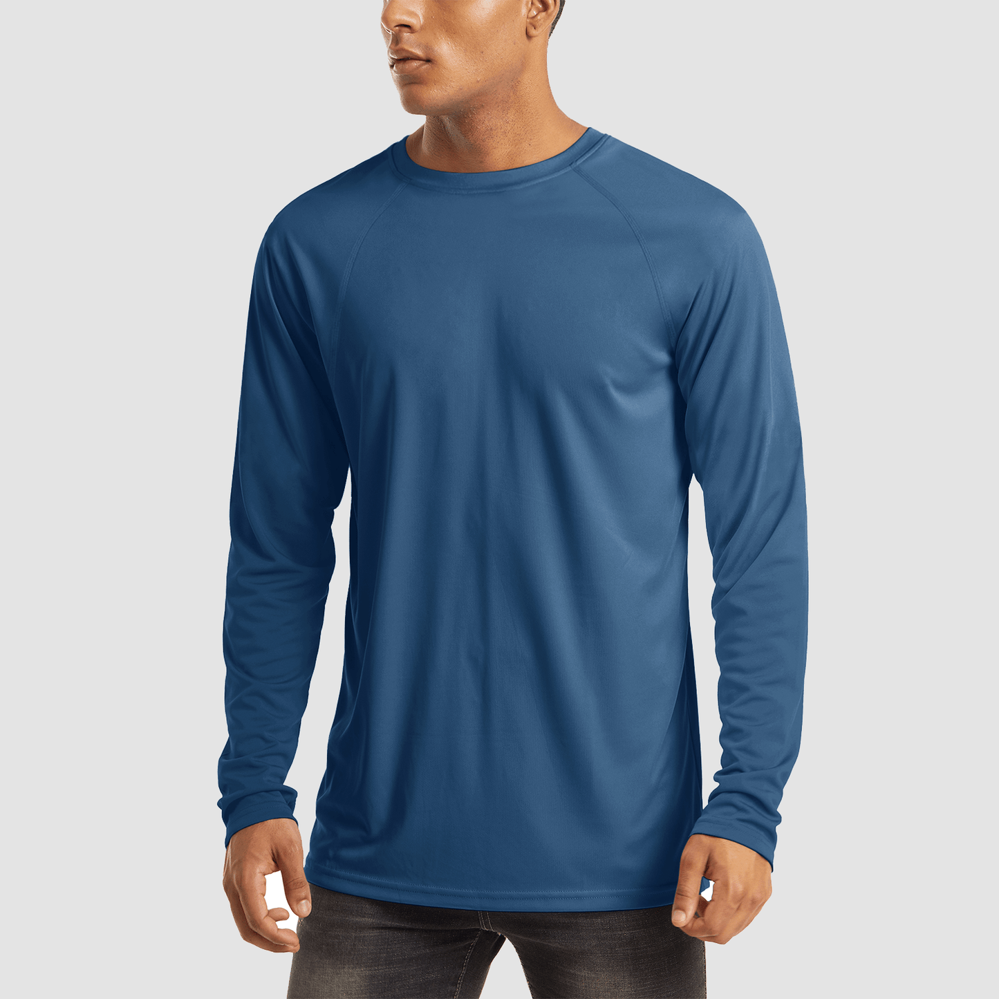 Men's UPF 50+ quick-dry hiking shirt lightweight moisture-wicking flatlock seams sun protection outdoor