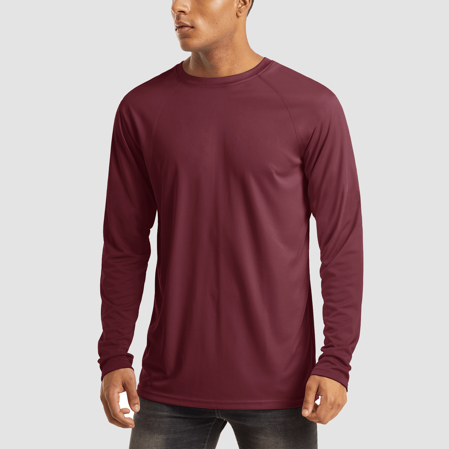 Men's UPF 50+ quick-dry hiking shirt with flatlock seams, lightweight sun protection outdoor top