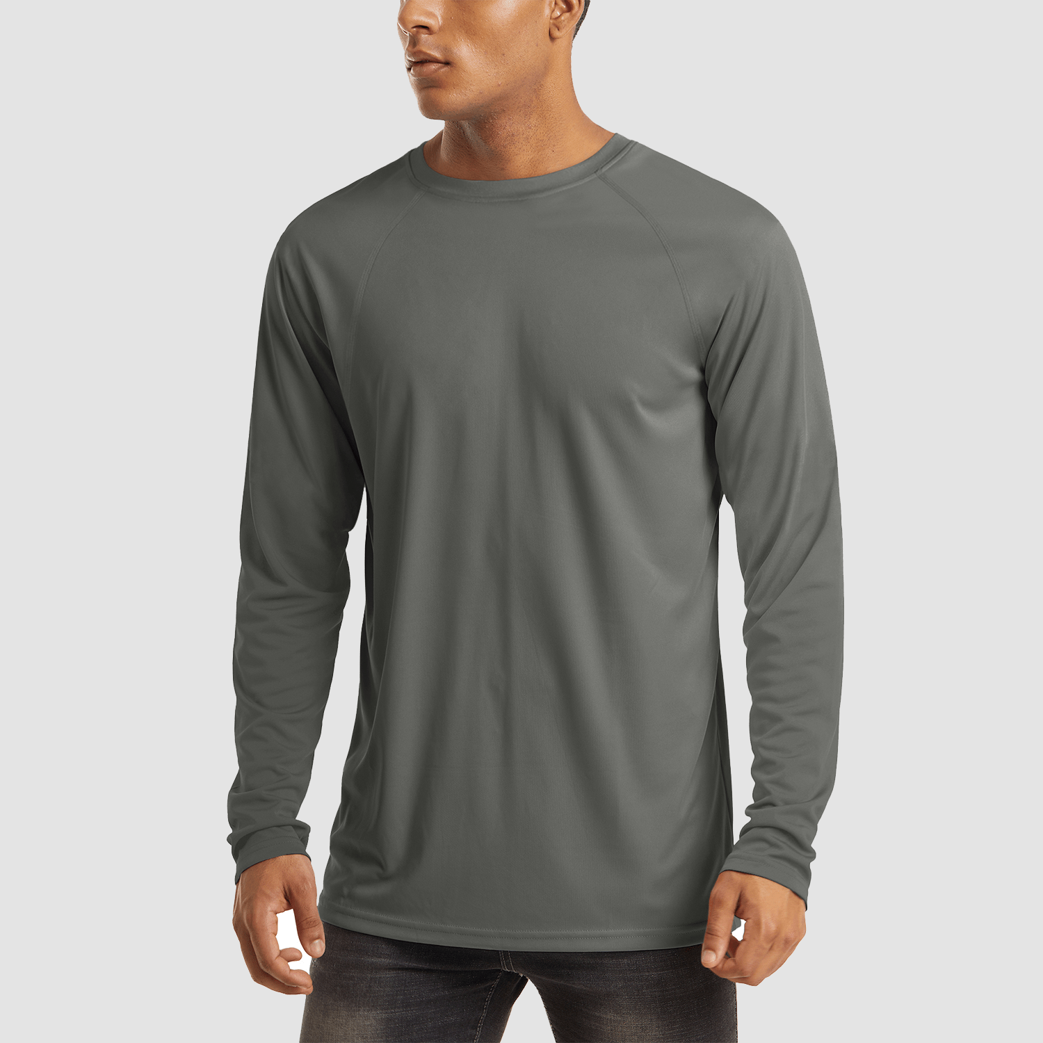 Men's UPF 50+ quick-dry hiking shirt in lightweight polyester with flatlock seams for sun protection
