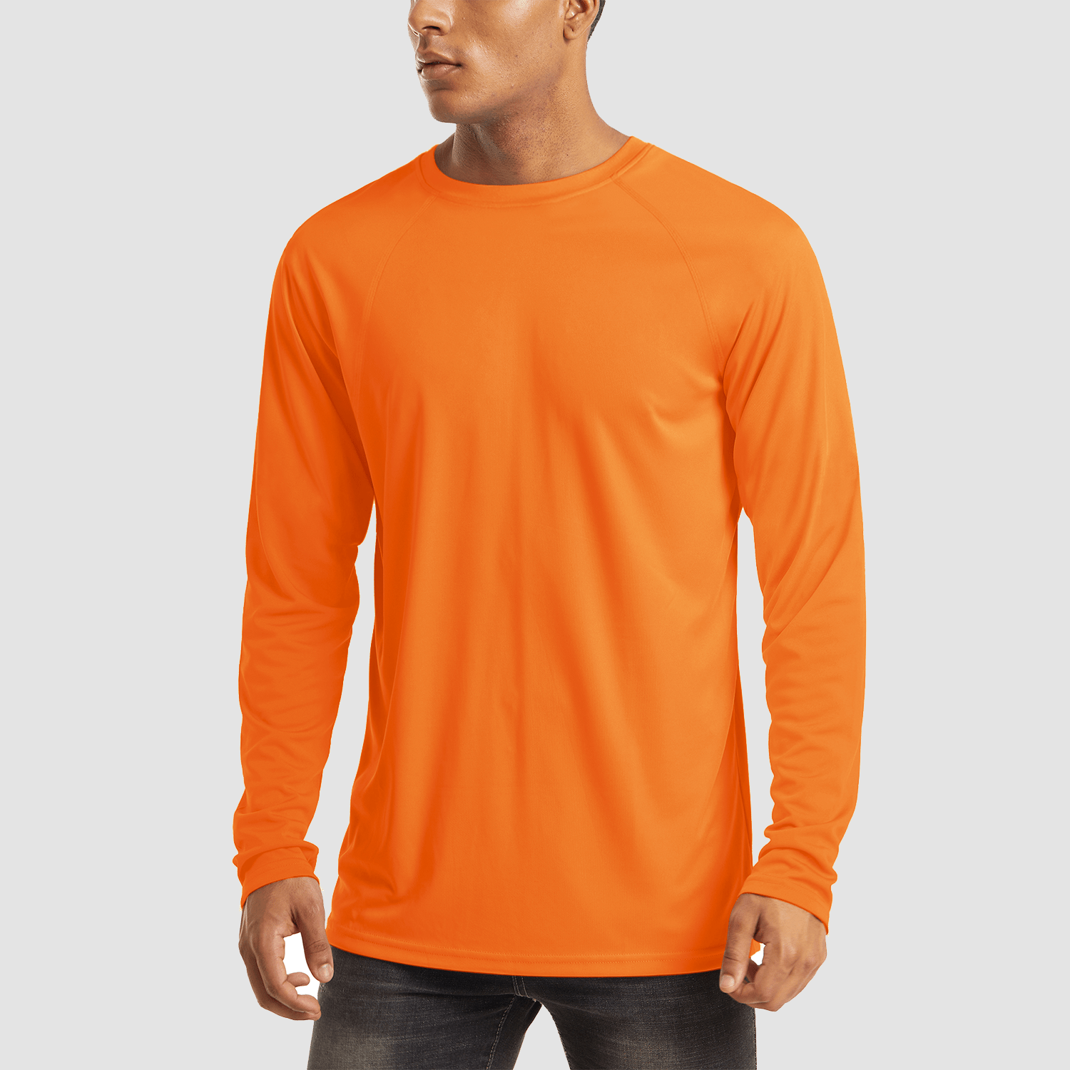 Men's light blue UPF 50+ quick-dry hiking shirt with flatlock seams and moisture-wicking fabric