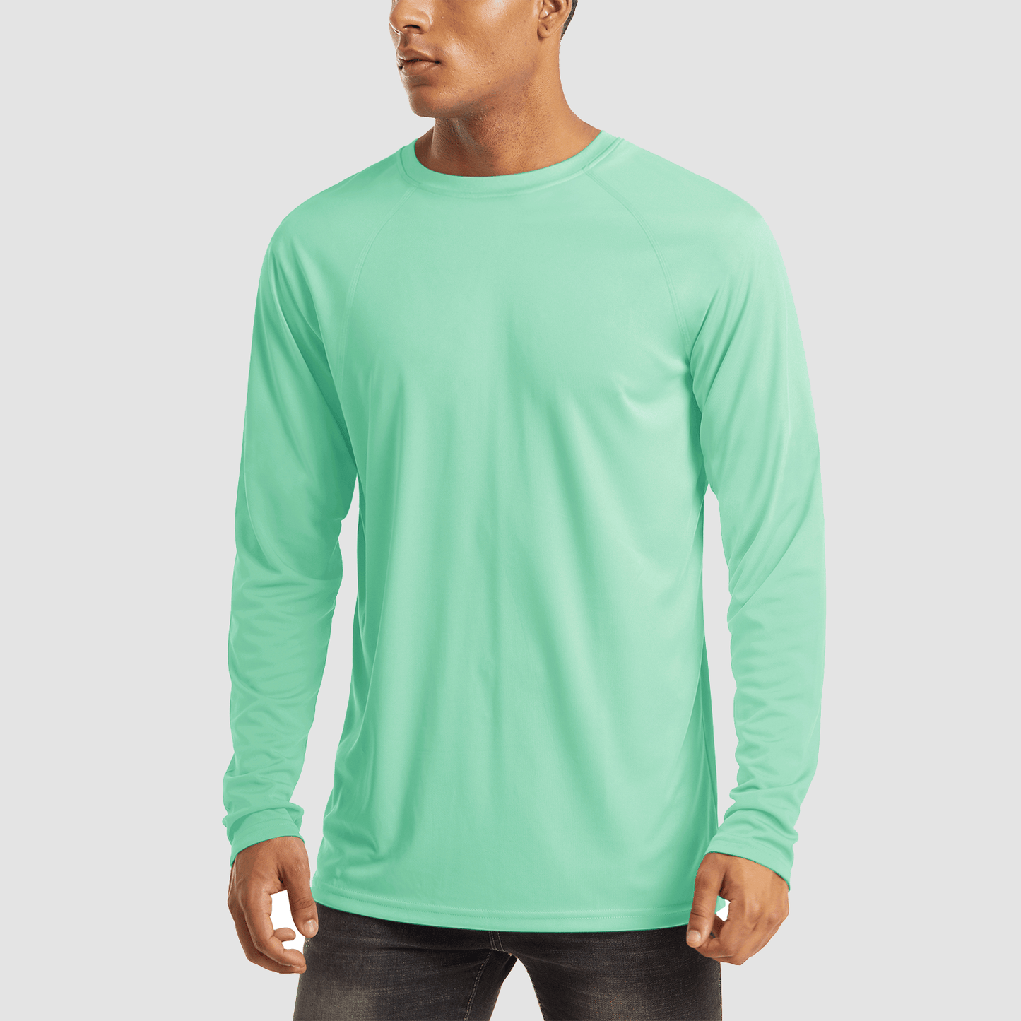 Men's UPF 50+ quick-dry hiking shirt, lightweight polyester with flatlock seams for sun protection