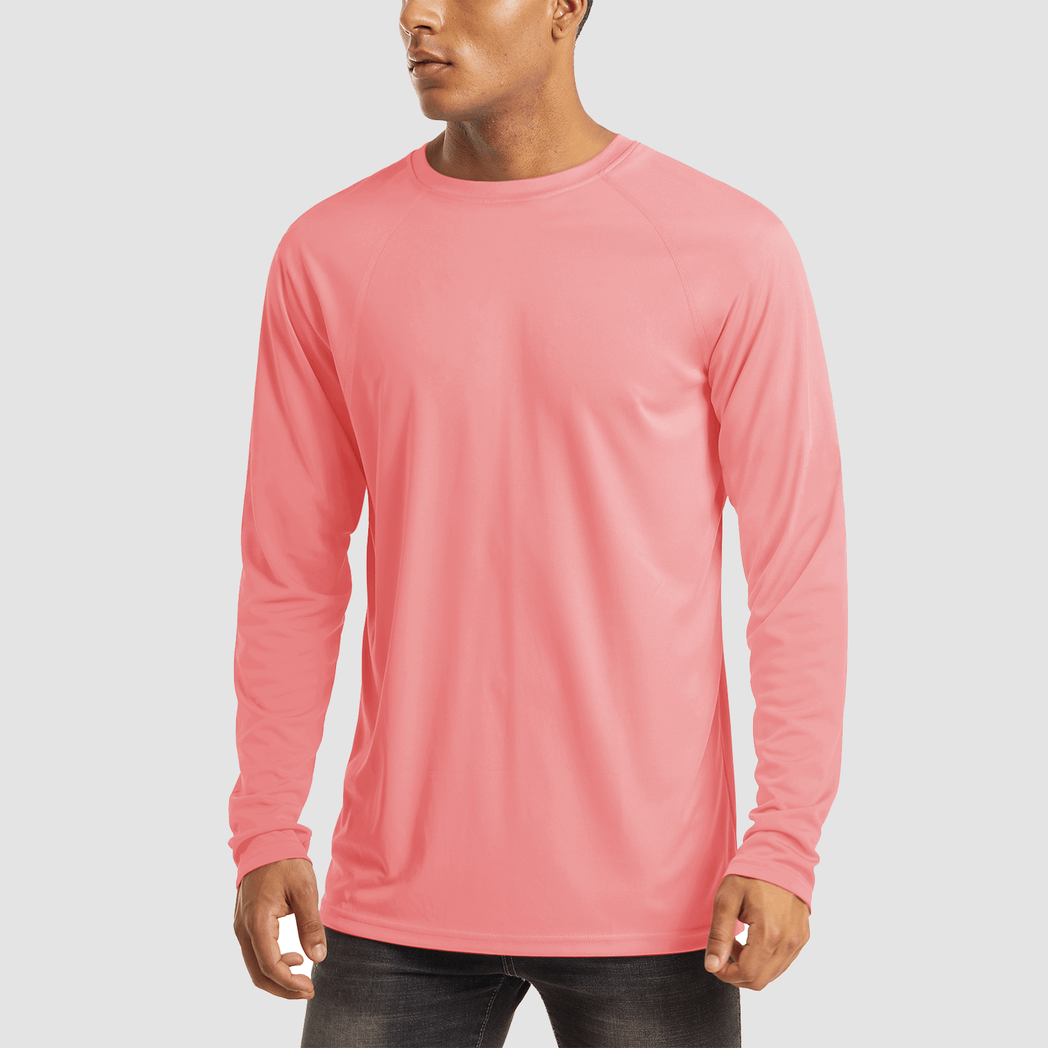 Men's UPF 50+ quick-dry hiking shirt with flatlock seams, lightweight sun protection outdoor top