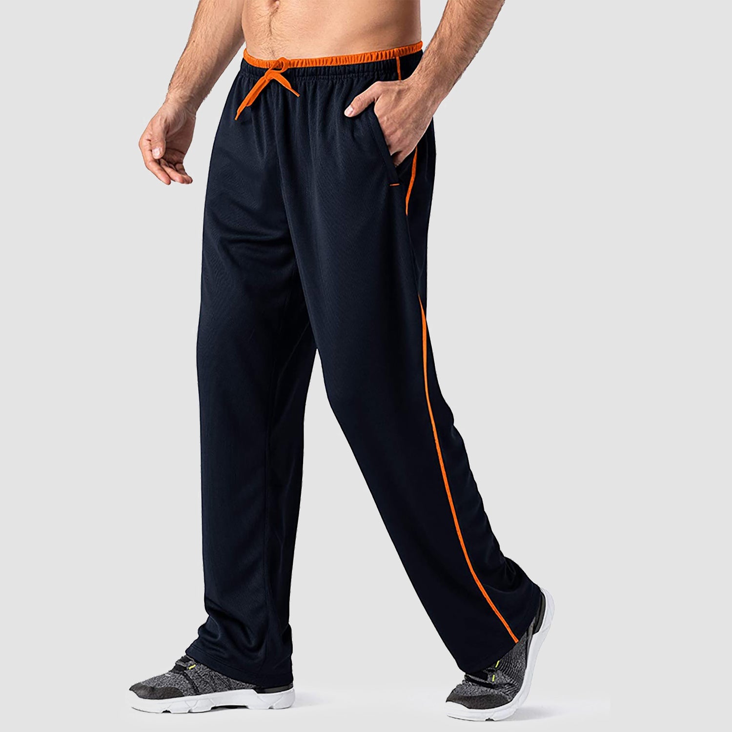 Men's quick-dry loose-fit sweatpants with moisture-wicking fabric and secure zip pockets
