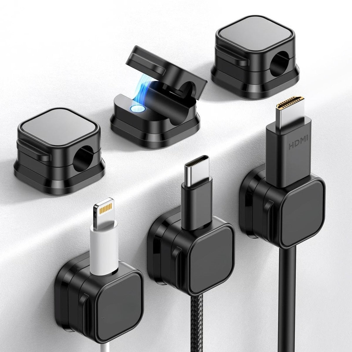 Minimalist magnetic cable organizer sleek desk accessory for clutter-free home office tech setup