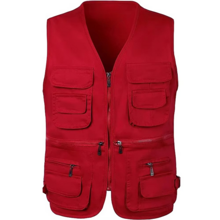 Men's lightweight outdoor fishing hiking vest with multiple zippered pockets, breathable low-bulk design