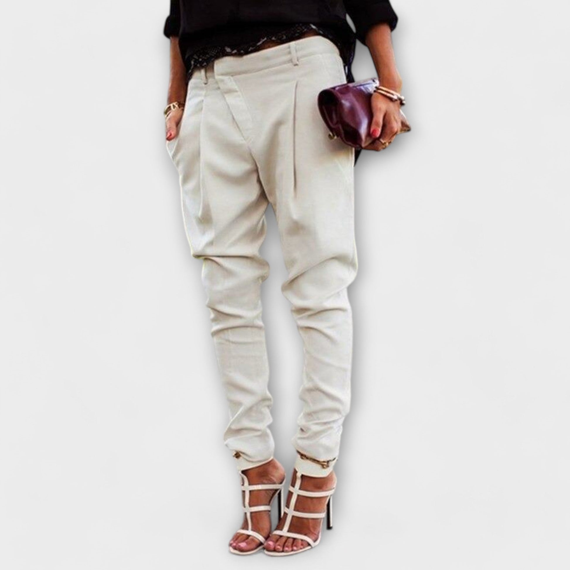 Women's tailored tapered ankle pants slim leg structured waistband polished professional look