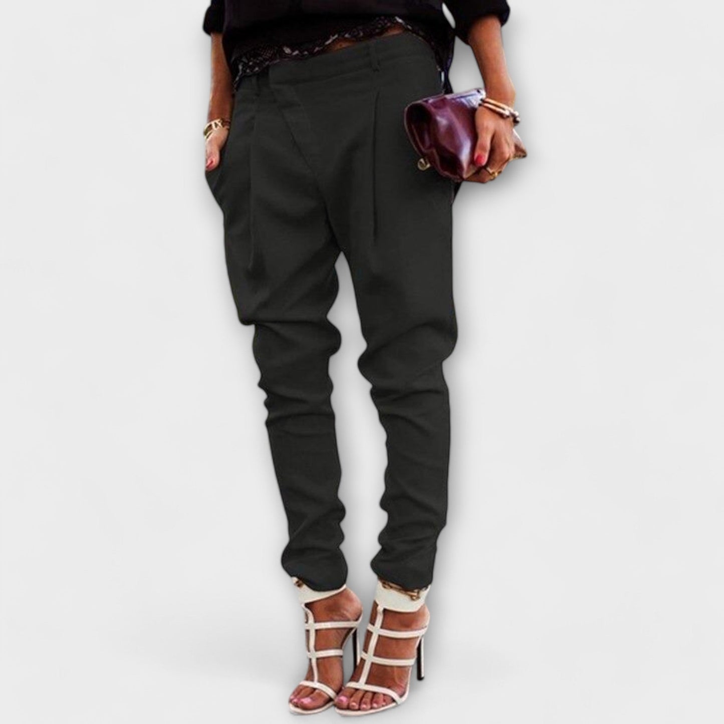 Women's tailored tapered ankle pants slim leg structured waistband polished professional look