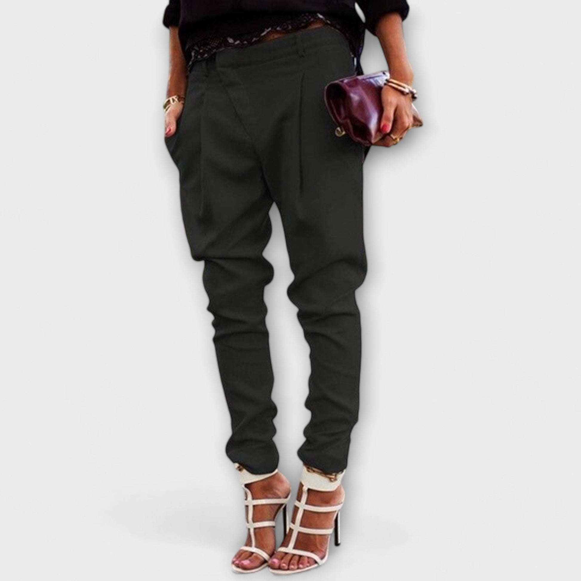 Women's tailored tapered ankle pants slim leg structured waistband polished professional look