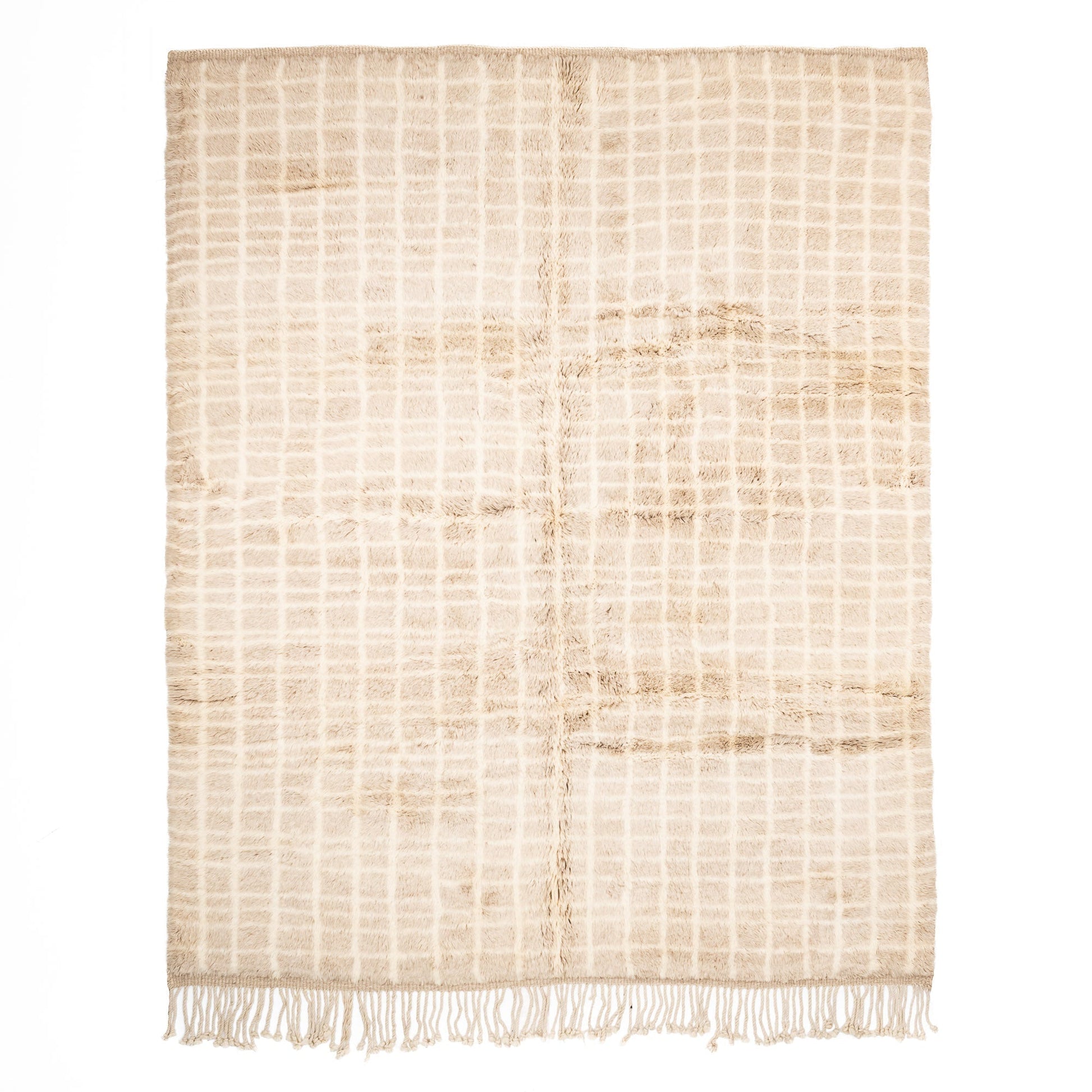 Sandy Gridlines - Luxury Shag Moroccan Rug - Urbann-Vibe