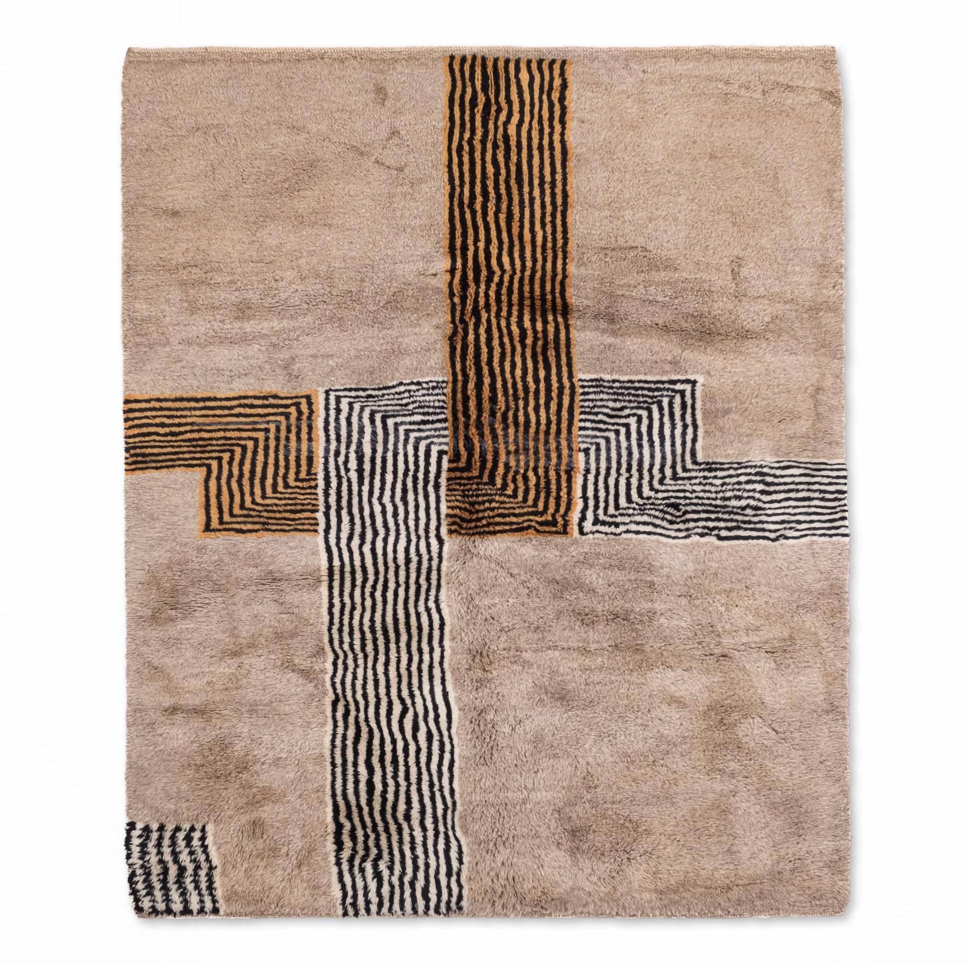 Crossing Lines - Luxury Shag Moroccan Rug - Urbann-Vibe