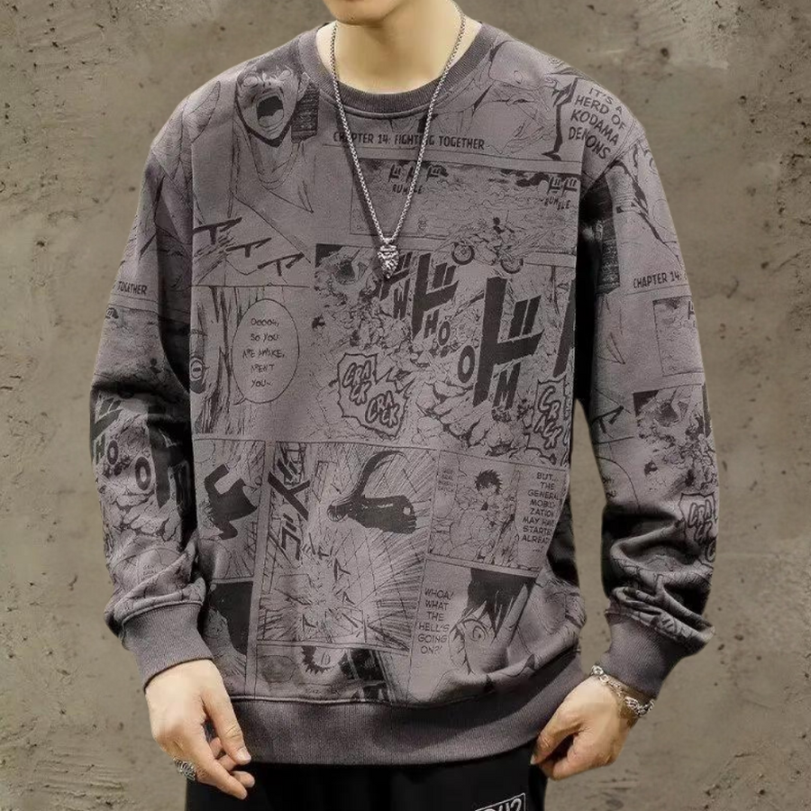 Lindo men's casual gray crewneck sweater with modern slim fit and sustainable everyday comfort