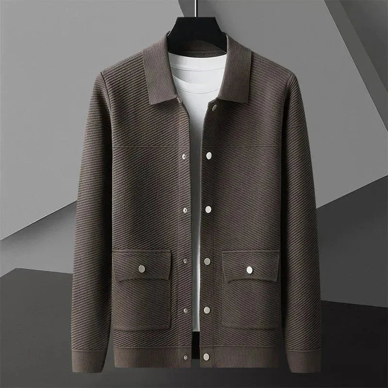 Mack textured knit wool jacket for men, breathable wrinkle-resistant professional layering piece